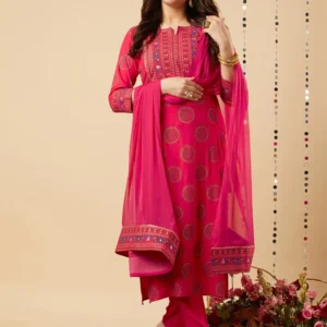 embroidered kurta with printed dupatta and bottomwear