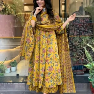 embroidered kurta with printed dupatta and bottomwear